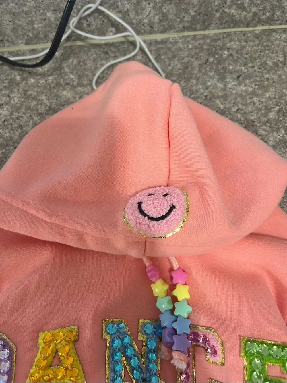 Pink 'DANCE' Embellished Hoodie Lola and the Boys Size 6 Worn Once